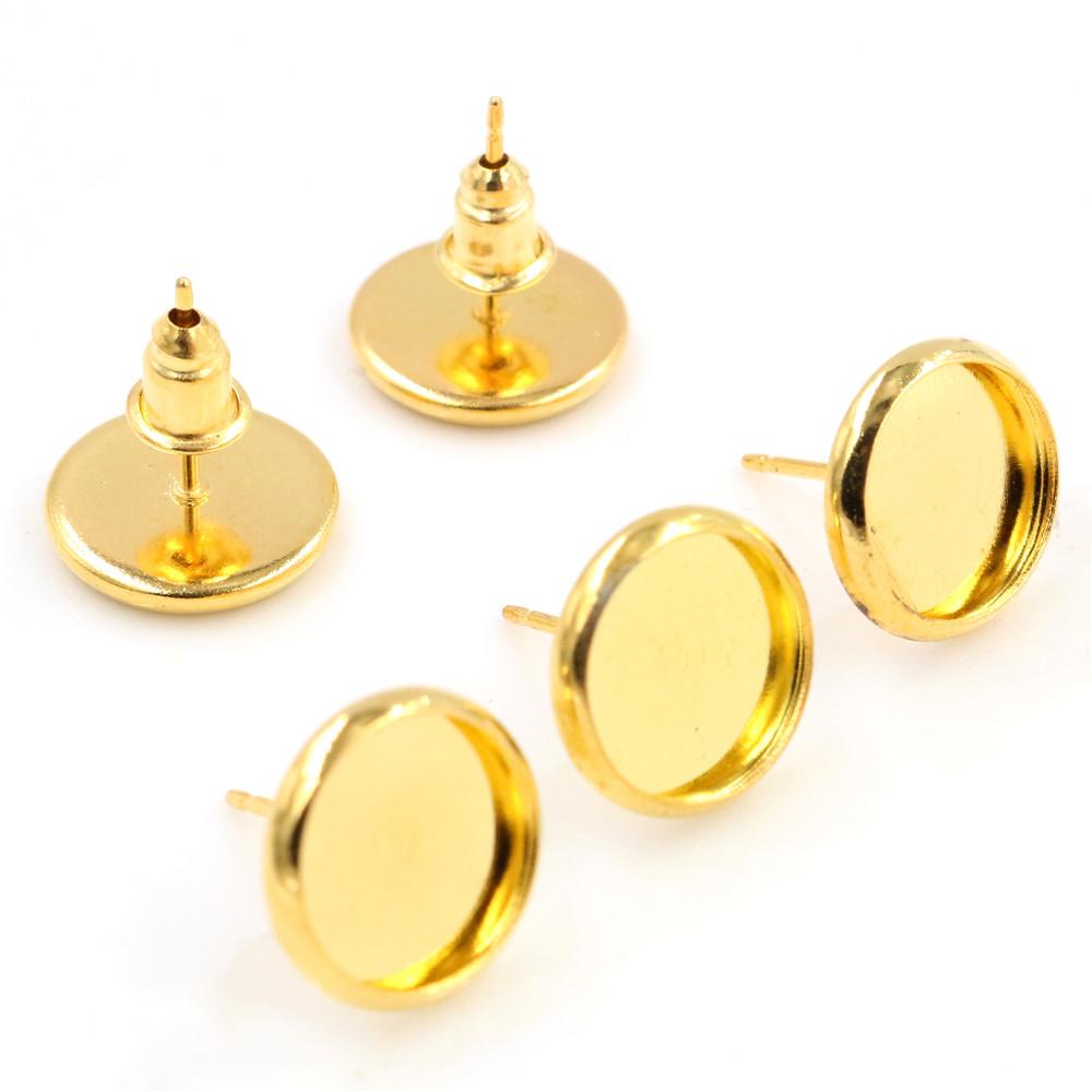 8/10/12mm 20pcs/lot 26 Colors Plated Earring Studs,Earrings Blank/Base,Fit 8-12mm Glass Cabochons,Buttons Earring Bezels