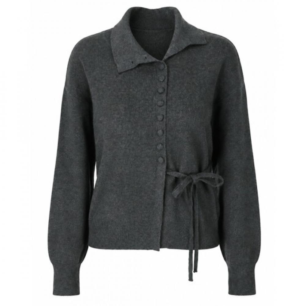 Shop Women S Feminine Office gueSt Collared KnIt Cardigan Gray It Wcd260110