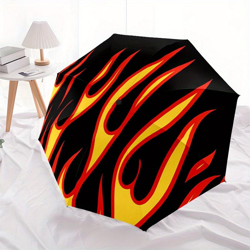1pc Flame Design Automatic Open/Close Umbrella, Portable Folding Umbrella for Travel,suitable as a gift for various festivals