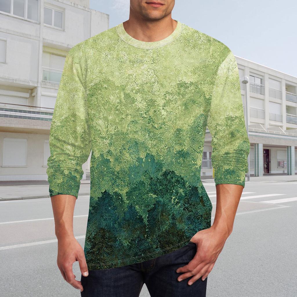 Муж. Футболка Круглый вырез Одежда Одежда На открытом воздухе Длинный рукав С принтом Модельер Винтаж