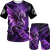 Men's T-shirt and Shorts, 3D-Printed Vintage Dragon Print Streetwear, High Quality Two-Piece Summer Set
