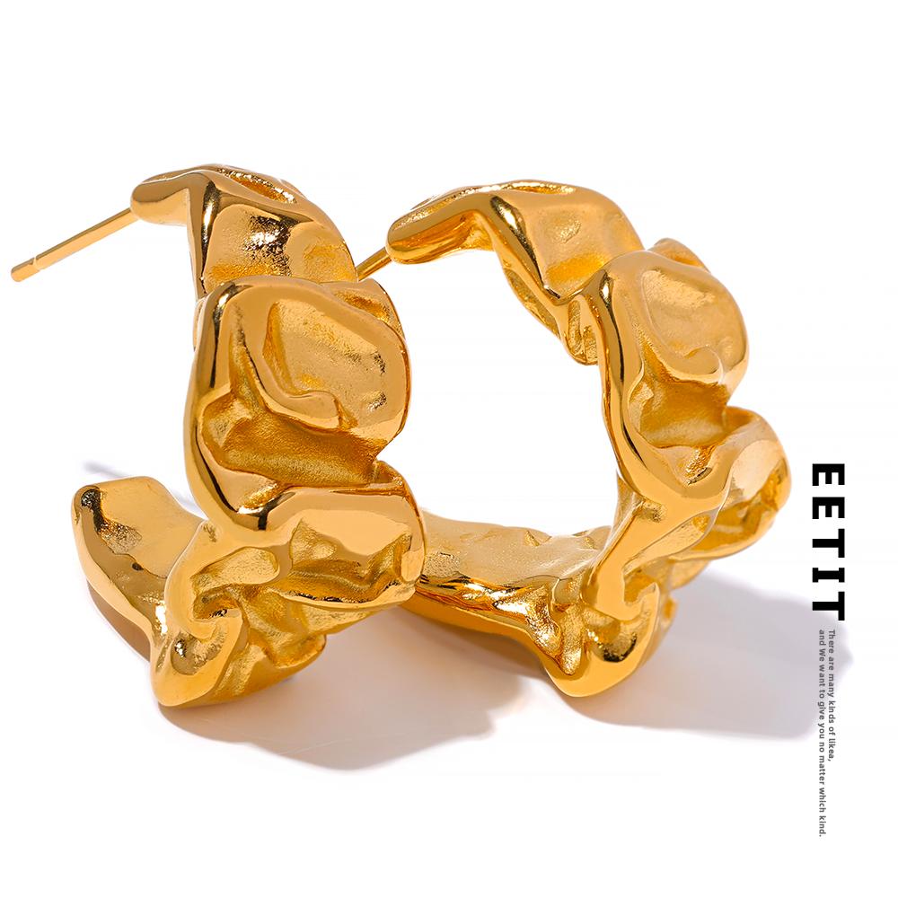 Eetit Креативные массивные металлические серьги золотого цвета из нержавеющей стали с геометрическим рисунком, необычные серьги-кольца для женщин, очаровательные винтажные ювелирные изделия, новинка