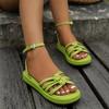 2024 Women's New Summer Round Head Button Strap Thick Sole Sandals Women's Large Size Wear Woven Beach Sandals Zapatos Mujer
