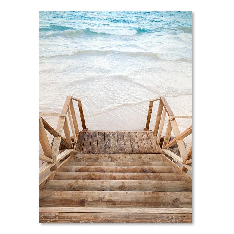 Тропическое море пляжные волны постер кокосовая пальма мост грузовик холст живопись скандинавское настенное искусство картины для гостиной домашний декор