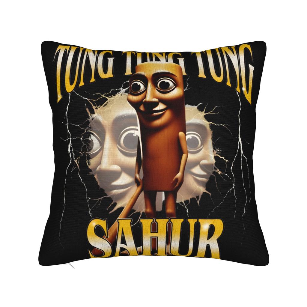 Funny Tung Tung Tung Sahur Italian Brainrot Meme Pillow Cover Comfy Cushion Cover Funny Pillow Case For Wedding Party Home Decor