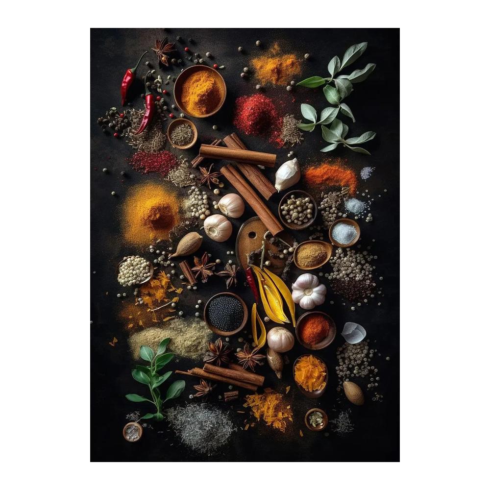 Modern Cooking Herbs Spices Sushi Utensils Spoon Wall Art Picture Canvas Painting Luxury Artwork Poster Print Home Kitchen Decor