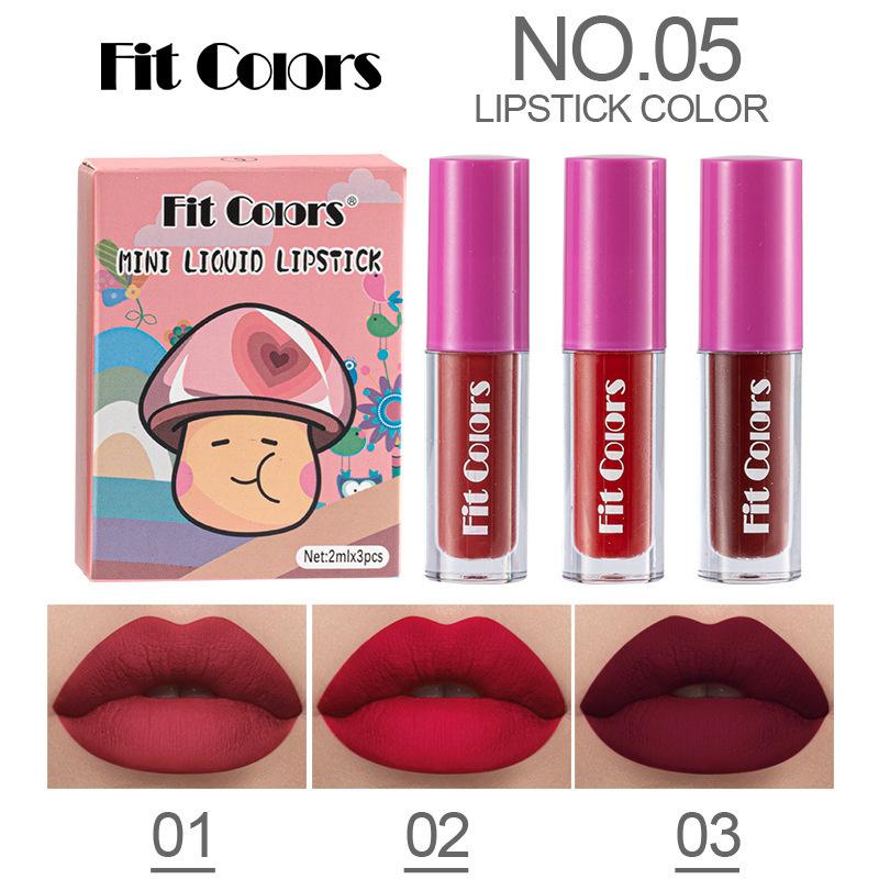 Three Mushroom Lipstick Set Moisturizing Spicy Lip Plumping Liquid Lip Oil Matte Non-stick Cup Lip Gloss Lipstick