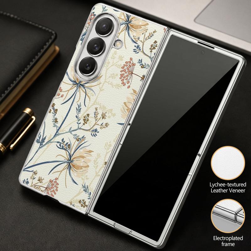 Пасторальный чехол с полевыми цветами для Samsung Z Fold 8 Ultra 7 6 5 Гибридный 3-в-1 Кожаная накладка с покрытием Складной чехол для телефона для Galaxy Z Fold8 Fold7 Fold6