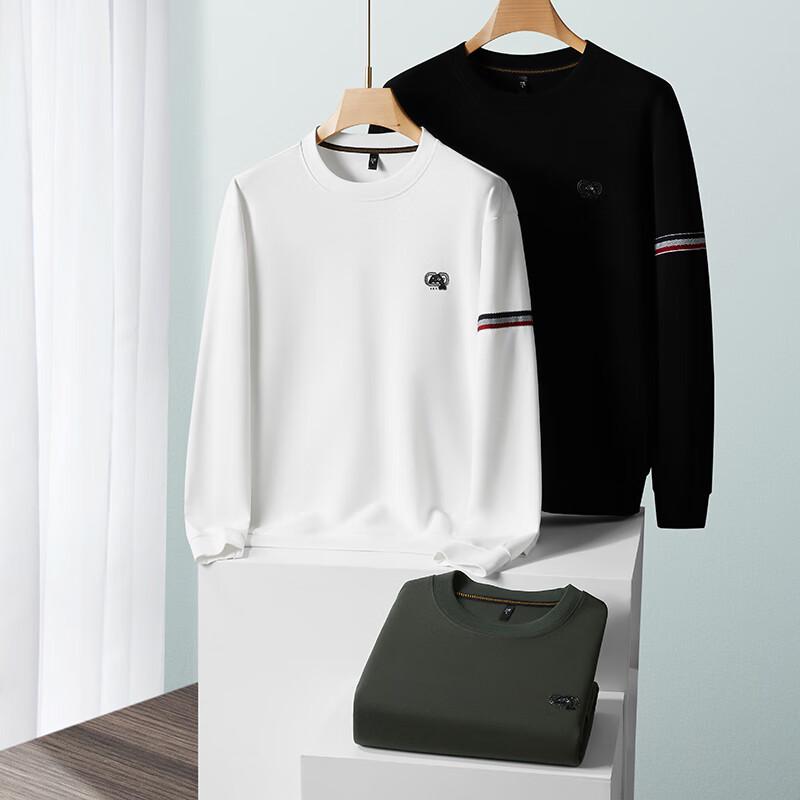 Men's Plus Size Loose Fit Cotton Blend Striped Long-Sleeve Sweatshirt