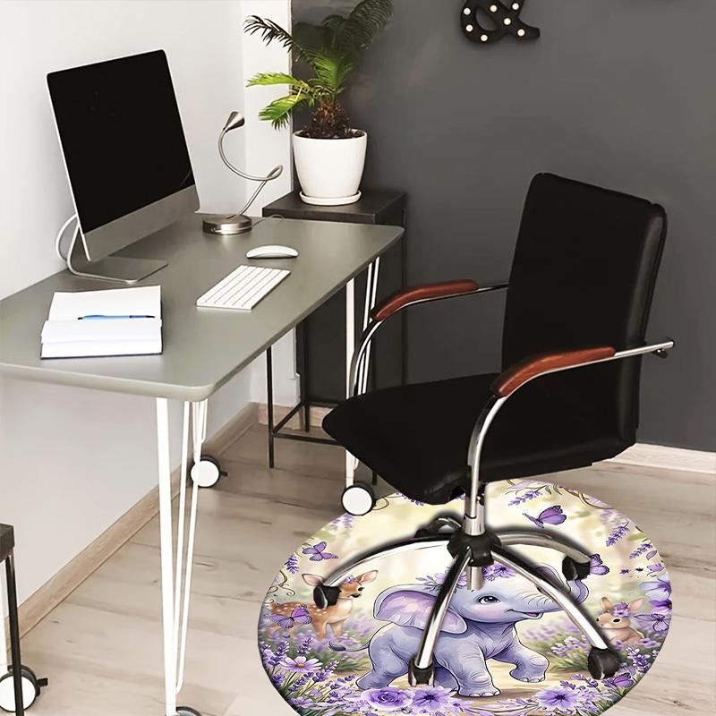 1PC Elephant Non-Slip Floor Round carpet, Office, family, bedroom, Large Area Rug Indoor Rugs,  Durable PolyesterH0344