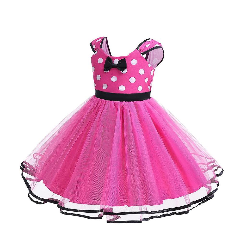 [MUXIU] Minnie Mouse Halloween Costume for Girls, Cute and Popular Polka Dot Skirt, Short Sleeves, Bow Tie, Party, Dance Costume, Photo Shoot,