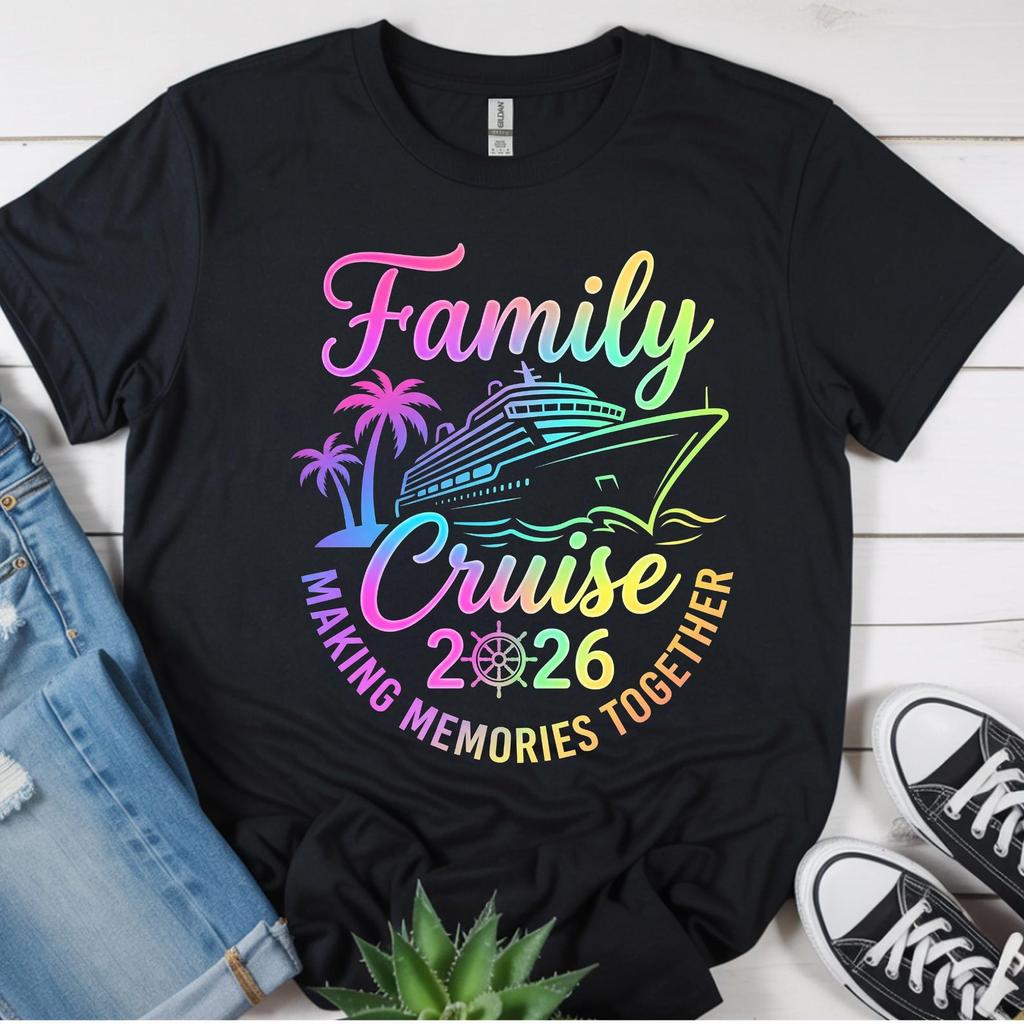 Family Cruise 2026 T-and kids tshirt | Cruise Ship Palm Trees Making Memories Together