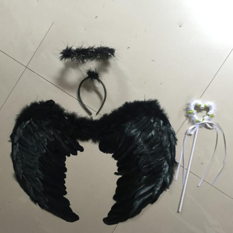 Kids Adult Fairy Feather Wings Wand Halo Halloween Party Costume Fancy Set
