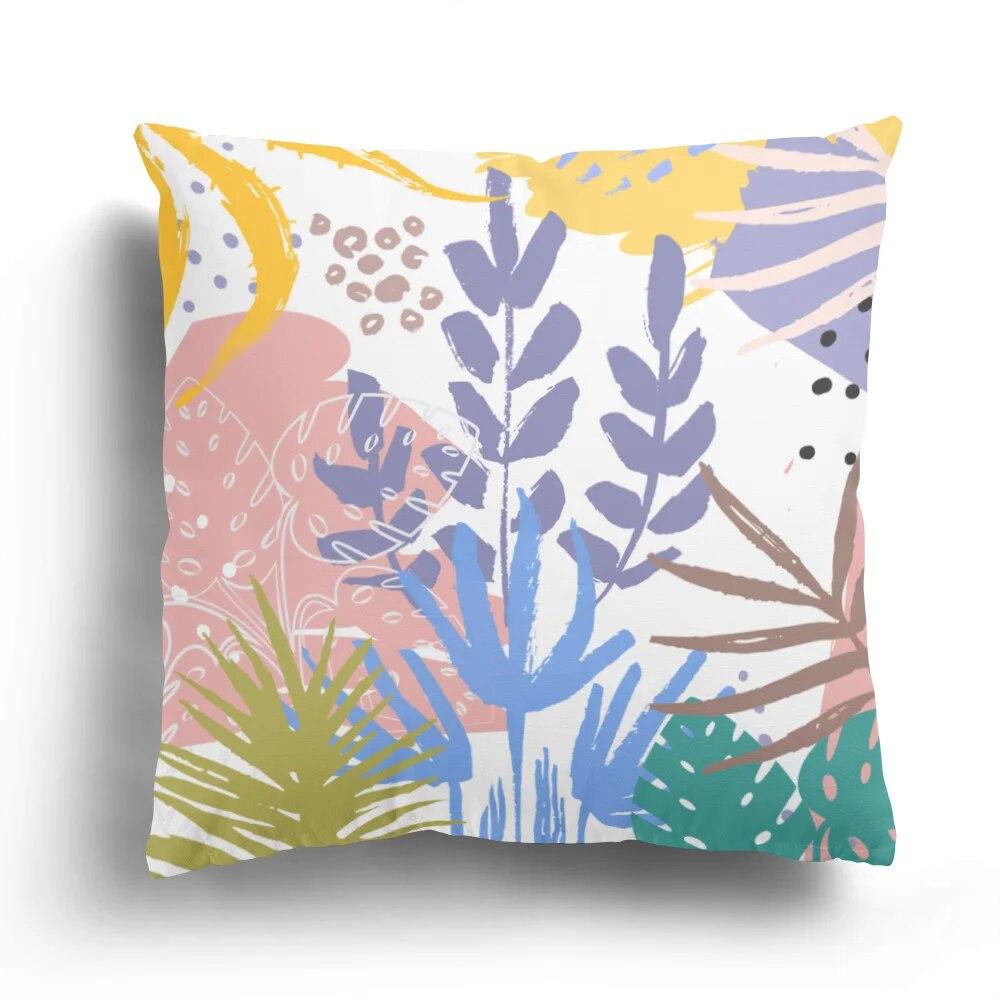 Fashion Pillowcase Bedroom Cushion Cover Home Decoration Sofa Green Plant Colorful Leaf Flower Series