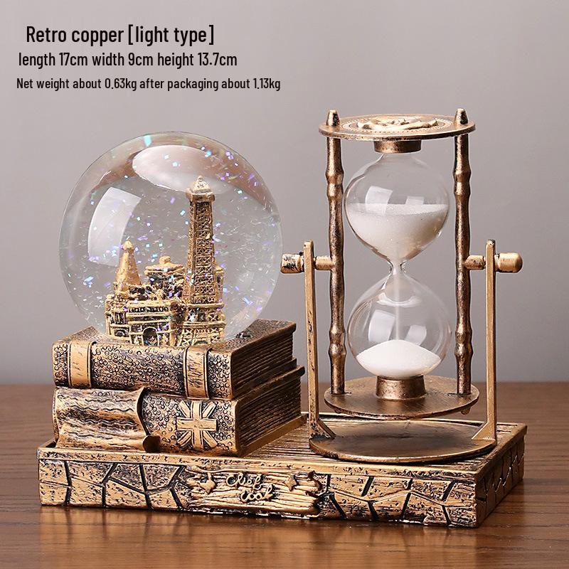 Хрустальный шар Эйфелева башня песочные часы - Светящийся подарок студенту, Полимерное настольное украшение