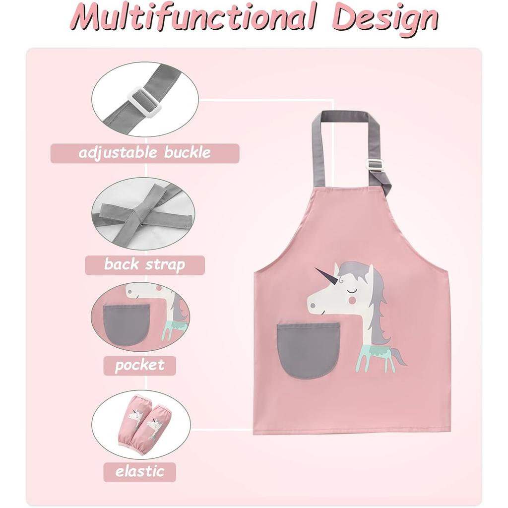 Детские фартуки для девочек и мальчиков, водонепроницаемый кухонный фартук для детей с карманами, регулируемый ремень для детей, приготовление пищи, выпечка, рисование, садоводство