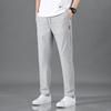 Ice Pants Men's Summer Slim-fit Large-size Splicing Thin Black Label Trendy Business Casual Trousers
