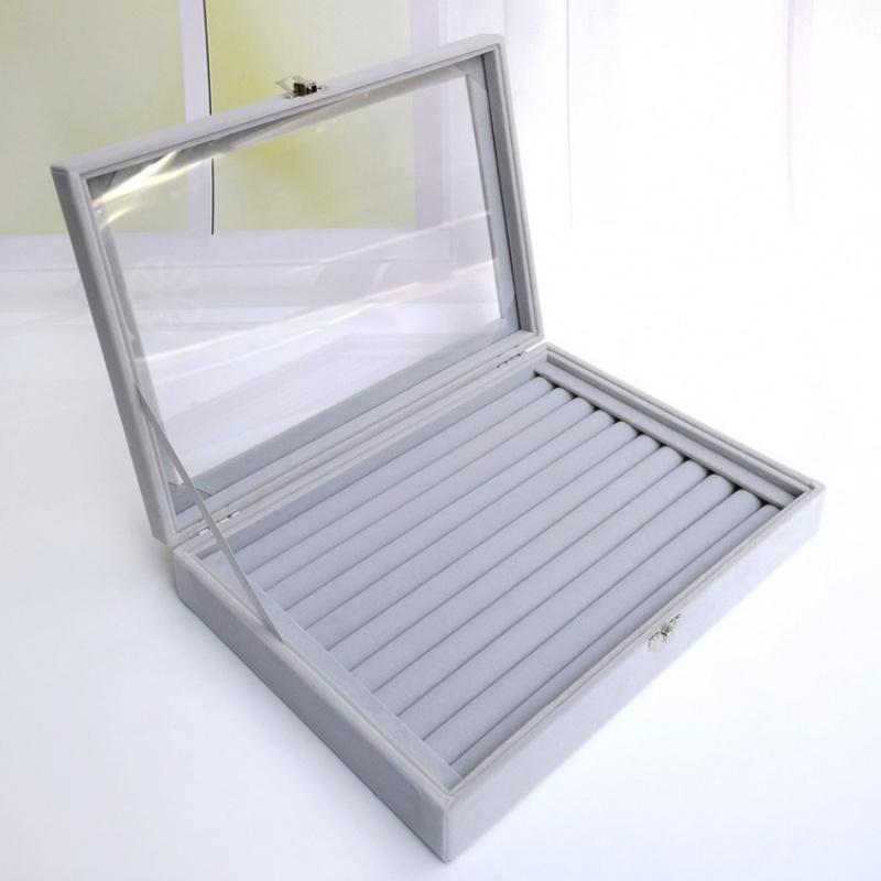 1 шт., шкатулка для хранения ювелирных изделий, домашняя шкатулка для показа ювелирных изделий, большая откидная прозрачная видимая бархатная пылезащитная шкатулка для хранения ювелирных изделий