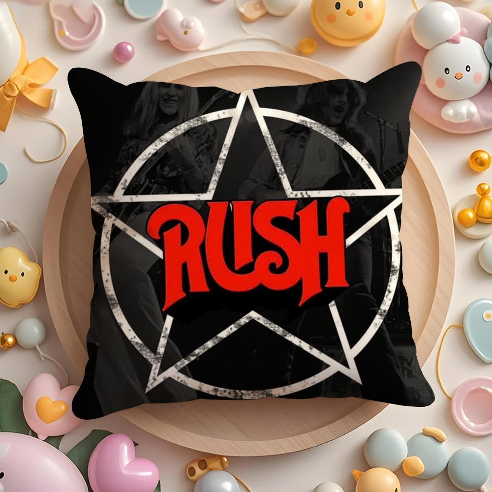 ROCK BAND R-RUSH Pillow Case Plush Fabric Soft Double-Sided Printed Sofa Home Decor Fine Winter Gift Cushion Cover
