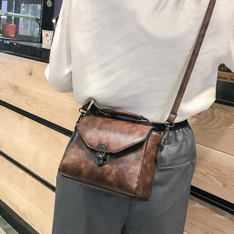 Small Square Bags For Women Fashion Solid Color Designer Crossbody Shoulder Bag Vintage PU Leather Handbags Female Bag