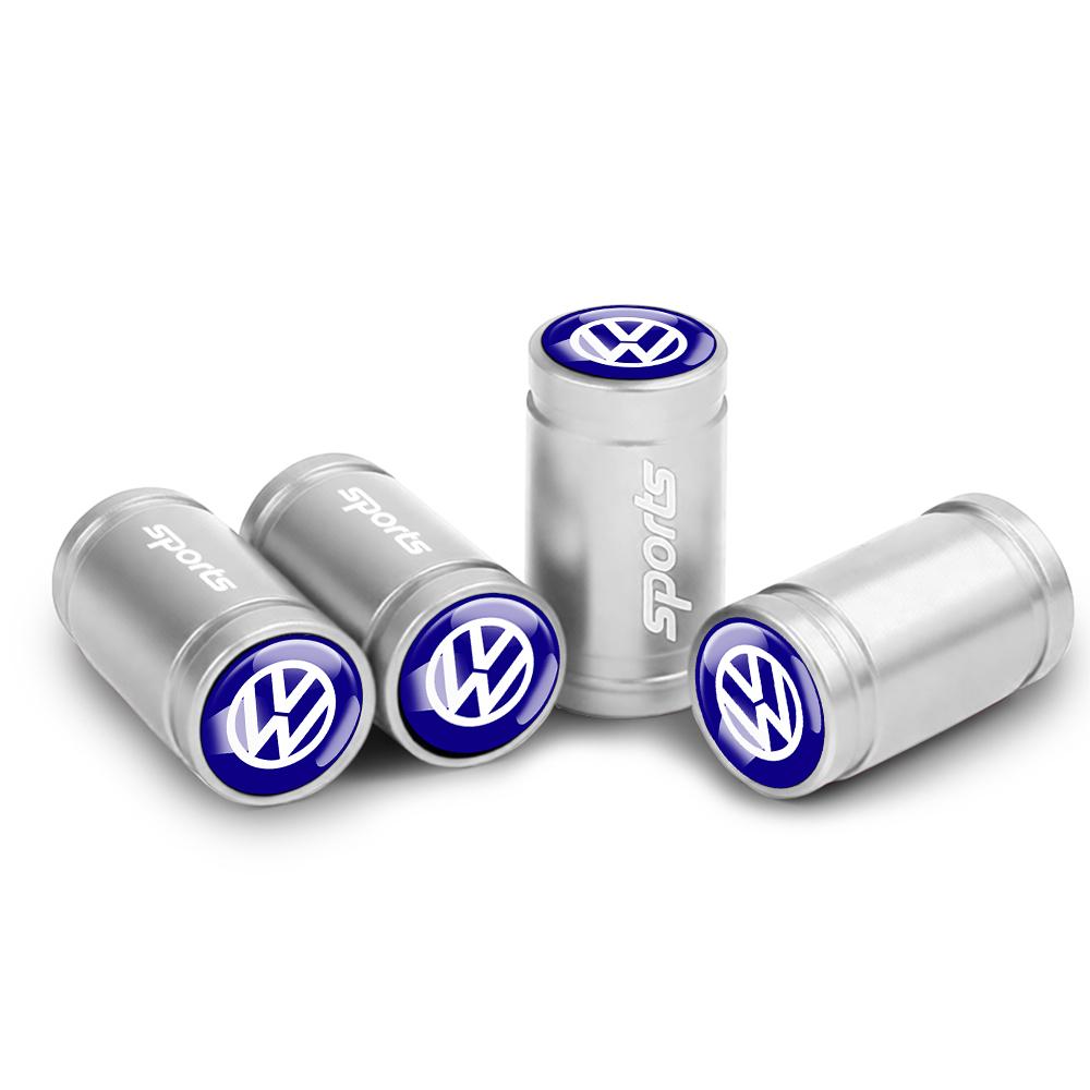 4Pcs Car Metal Wheel Tire Air Valve Dust Caps Accessories With Logo For Volkswagen Golf Rline Passat GTI Sagitar Scirocco Tiguan