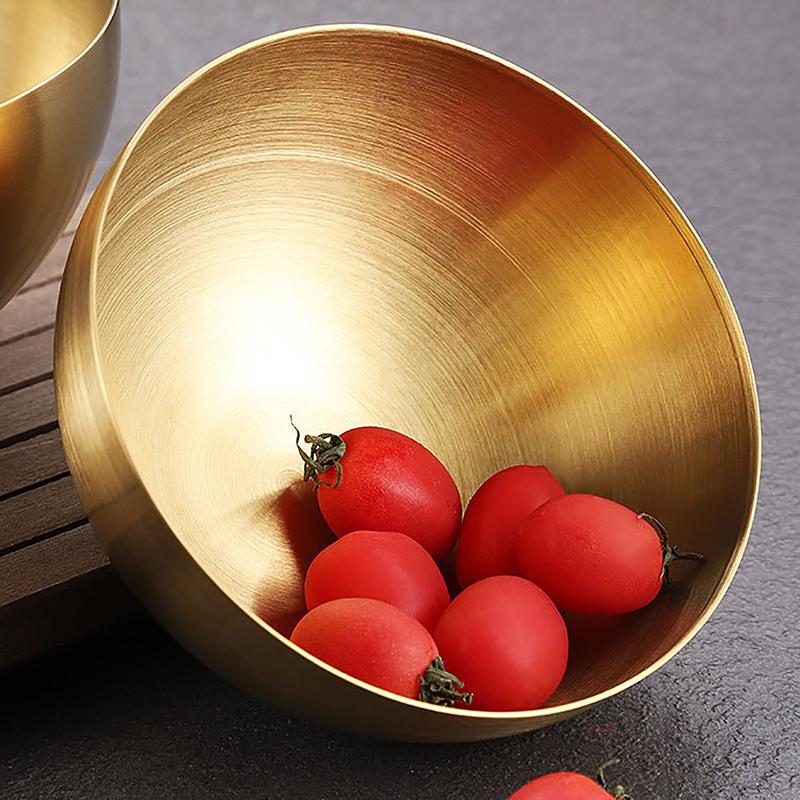 Золотые миски из нержавеющей стали для фруктового салата, супа, риса, лапши, рамена, кухонная утварь, контейнеры для еды, миски для смешивания