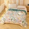 Одеяло 100% хлопок, Вышитый садовый дизайн, Четырехслойная марлевая простыня, Двусторонняя простыня