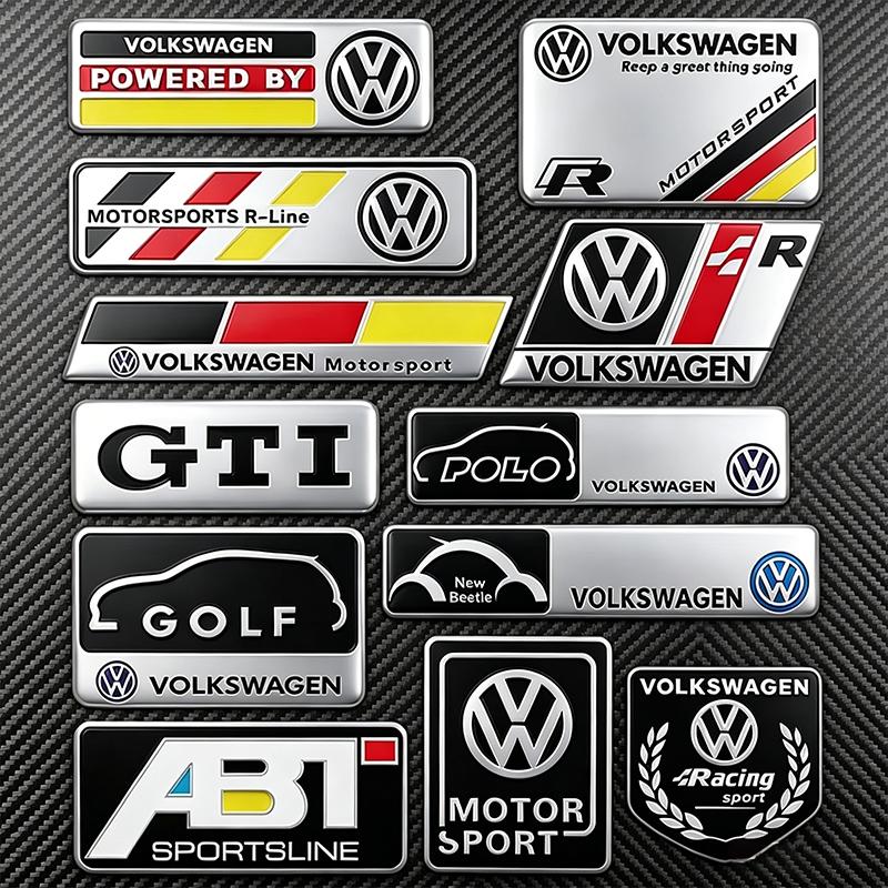 T28Volkswagen Series Aluminum Badge Car Body Stickers Decals Accessories For VW GTI Polo Golf Passat Tiguan T-ROC Arteon Jetta MK6