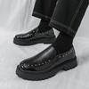 Мужские лоферы Туфли Платформа Кожа Уличная Повседневная Обувь Мужские Удобные Лоферы Слипоны Деловые Офисные Туфли на Толстой Подошве