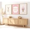 Frameless Whimsical Happy Easter Art Prints, Cute Spring Art Prints, Pink Striped Fashion Easter Decorations, Digital Download