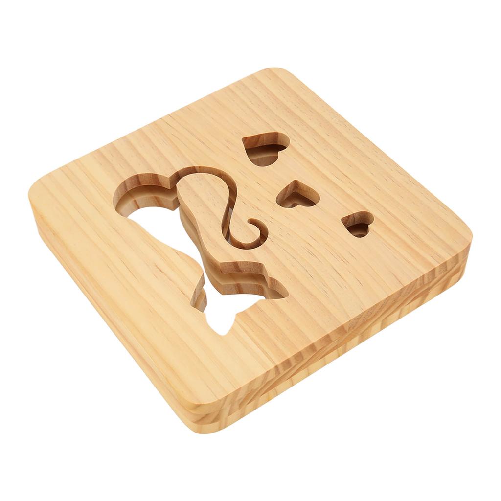 Ночной светильник с рисунком кошачьего сердца спереди и сзади, полая деревянная 3D светодиодная лампа для спальни и ресторана