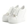 Fashion Women Sneakers Wedding Rhinestone Casual Platform Trainers White Mesh Shoes 11CM Heels Breathable Woman Height Increasing Shoes