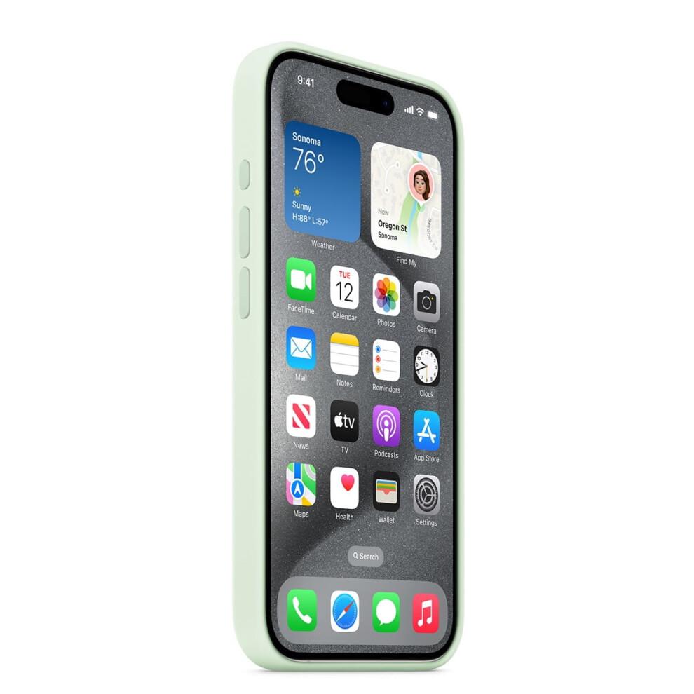 (Мягкая мята) Силиконовый чехол для iphone 15 Pro Max Силиконовый чехол с Magsafe Защитная задняя крышка для телефона 6,7 дюйма - Sunshine