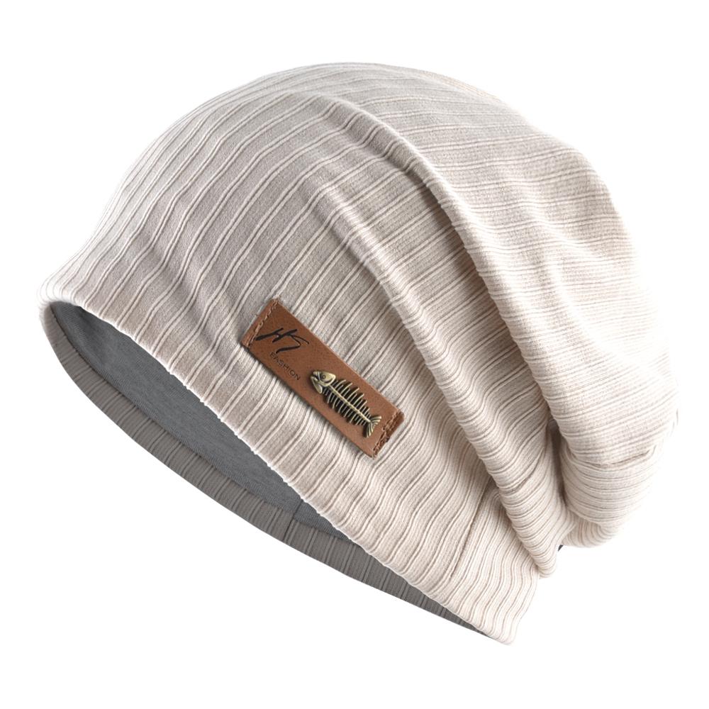 Fashion Beanies Women Solid Color Hat With Fish Bone Logo Spring Autumn Casual Turban Beanie Men