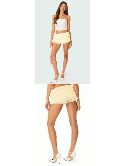 Трендовые кружевные многослойные брюки-юбка 2025 - Сексуальное и стильное мини для пикантного образа (ОК83)