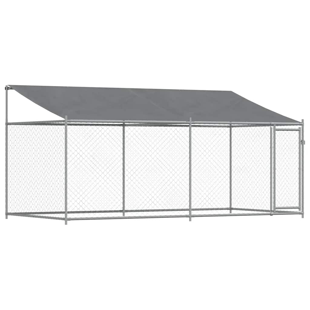 Vidaxl Klatka Dla Psa, Z Dachem I Drzwiami, Szara, 4X2X2 M, Stal