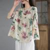 Doll Shirt Short Sleeved Cotton Linen Round Neck T-shirt Women's Summer Plus Size Top Linen High-end Temperament Shirt