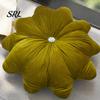 Floral Accent Pillows for Home Decor Flower Throw Pillow, 18 Inch Decorative Cushion, Velvet Round Living Room Pillow with Rhinestone Sofa Couch