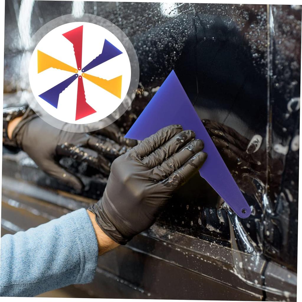 Housoutil Car Vinyl Wrap Squeegee Triangle Scraper for Auto Window Tint and Decal Application Flexible Plastic Tool with Hanging Hole 8.3X4.7X0.4