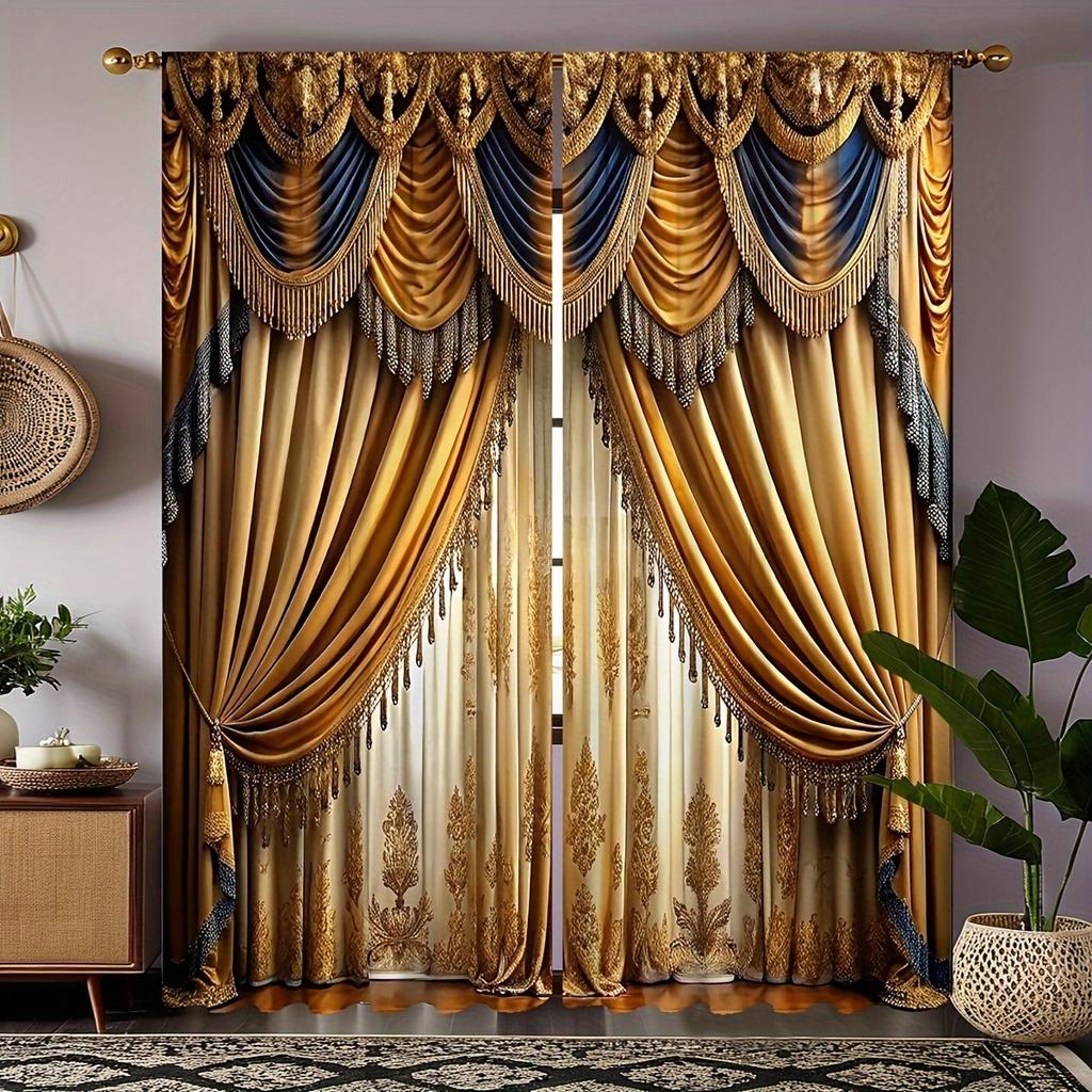 2 штуки Модные шторы с принтом под ложный фон, размер 30*65, для спальни и гостиной, украшение дома, украшение комнаты