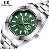 Мужские часы с деловым зеленым циферблатом, кварцевые водонепроницаемые мужские часы с календарем и стальным ремешком