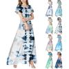Женское повседневное модное платье с принтом тай-дай, V-образным вырезом и короткими рукавами