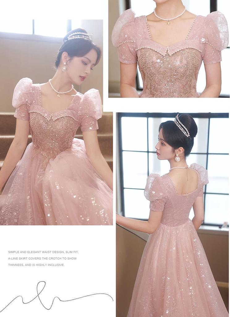 Платье Party Sweetheart Puff After Commemorative Zipper [Hosaku Co., Ltd.], Вырез, Рукава, Длинное, А-силуэт, Концерт, Вечеринка, Официальное, Фото, (L)