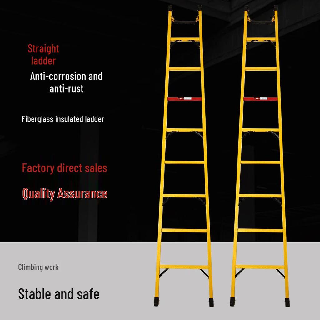 Изолированная телескопическая лестница с железными ножками и поперечиной из алюминиевого сплава - Стеклопластиковая подъемная лестница для электрика