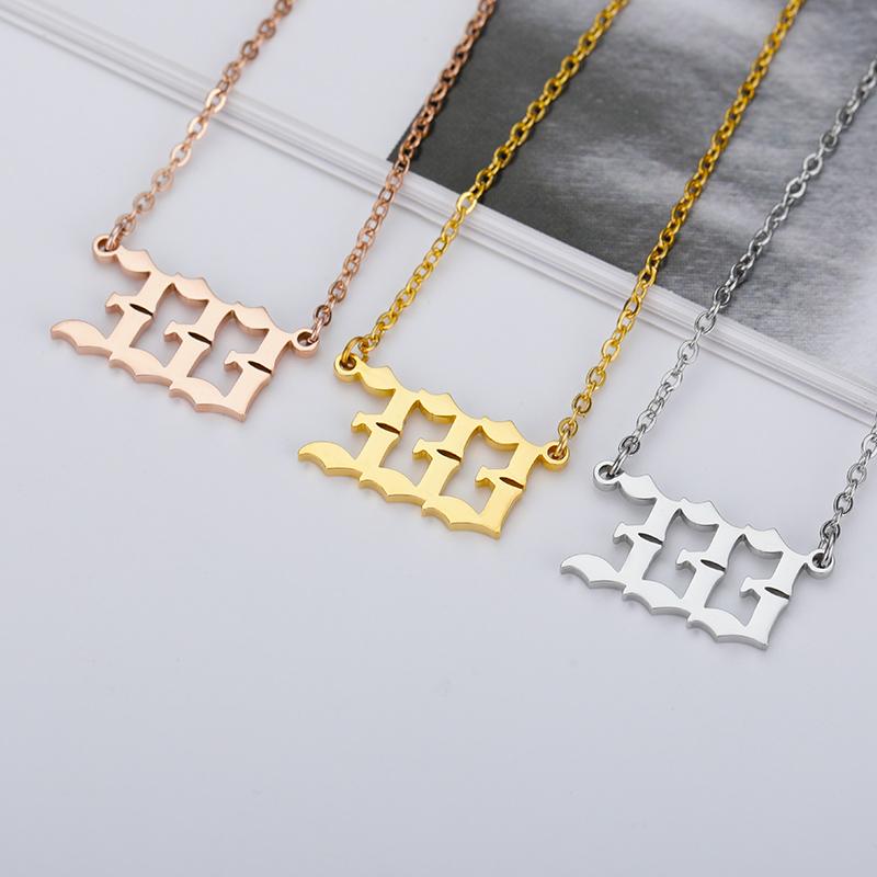 Angel Number Necklaces For Women 111 222 333 555 666 777 888 999 444 Devil Necklace Stainless Steel Pendant Men Bff Goth Jewelry
