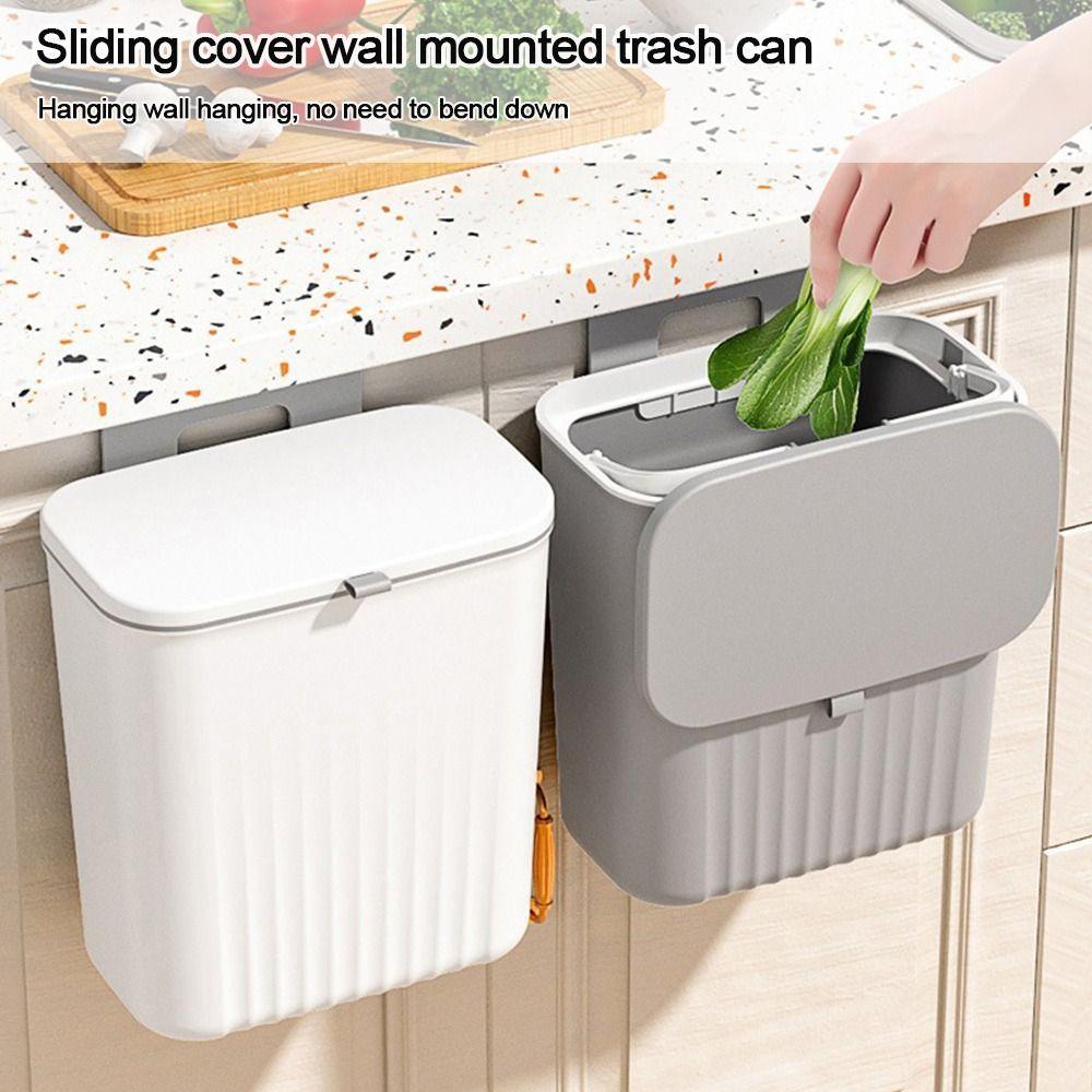 Wall Mounted Waste Garbage Bin With Lid Kitchen Narrow Rubbish Bin Durable Trash Can