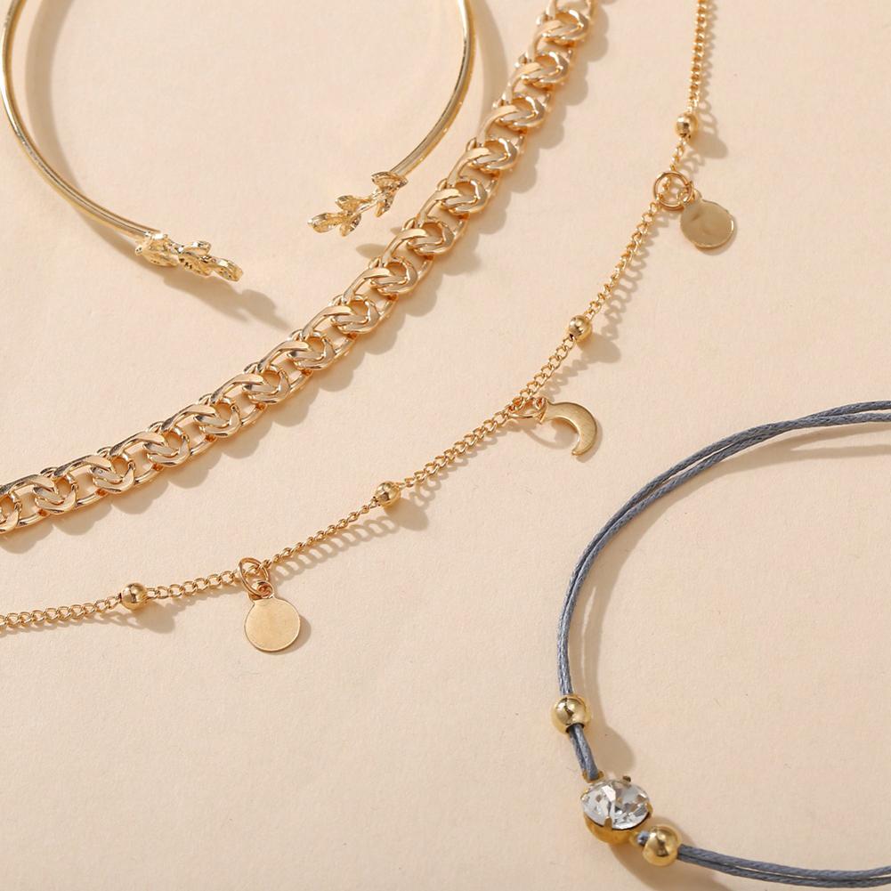 4 Pcs/set Women's Bracelet Rhinestone Simple Style Alloy Bracelet