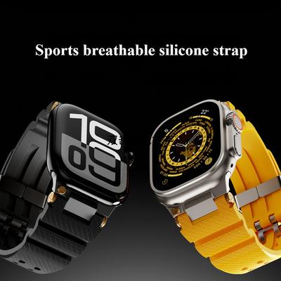 Подходит для Apple Watch10 Apple Ultra Sports Силиконовый двубортный ремешок из нержавеющей стали 46 мм