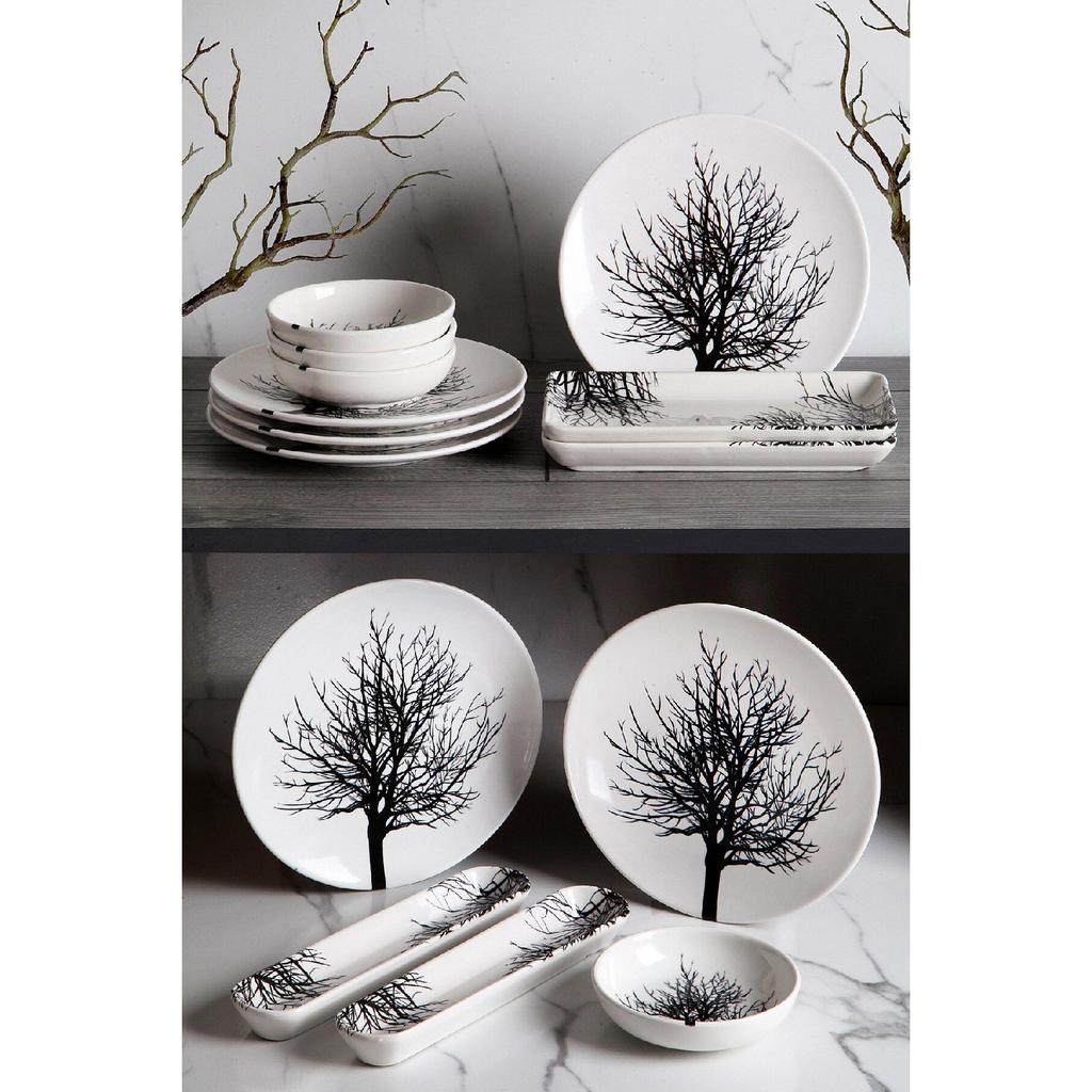 14 Piece Handmade Tree Of Life Pattern Breakfast Set For 6 People - Luxury Breakfast Presentation Set