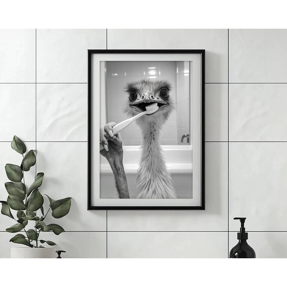 Brushing Teeth Animal Art Poster Lion Monkey Horse Rabbit Dog Cat Eagle Funny Bathroom Wall Stickers Bathroom Animals Home Decor